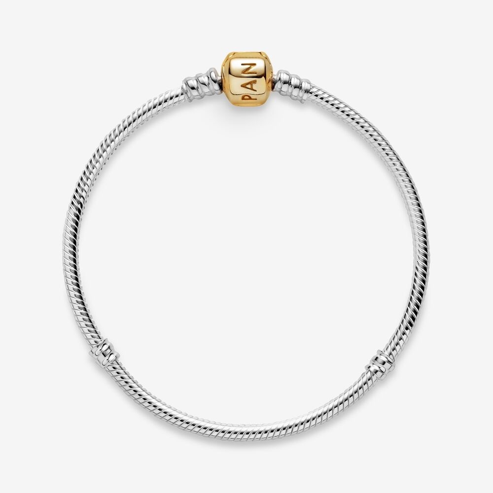 Authentic PANDORA | CLASSIC GOLD CLASP MOMENTS SNAKE CHAIN BRACELET